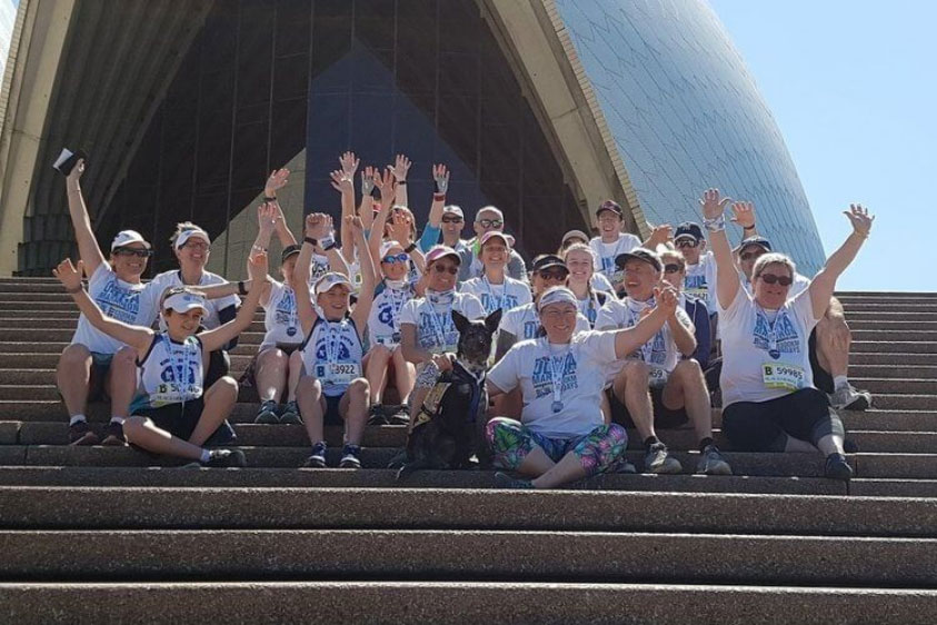 Celebrating the finish my 1300km solo ultramarathon on the steps of Sydney Opera House